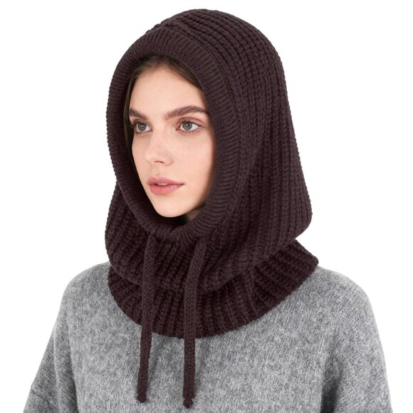 Knit Hooded Scarf Hat Balaclava Beanie Neck Gaiter Winter Warm main image 5